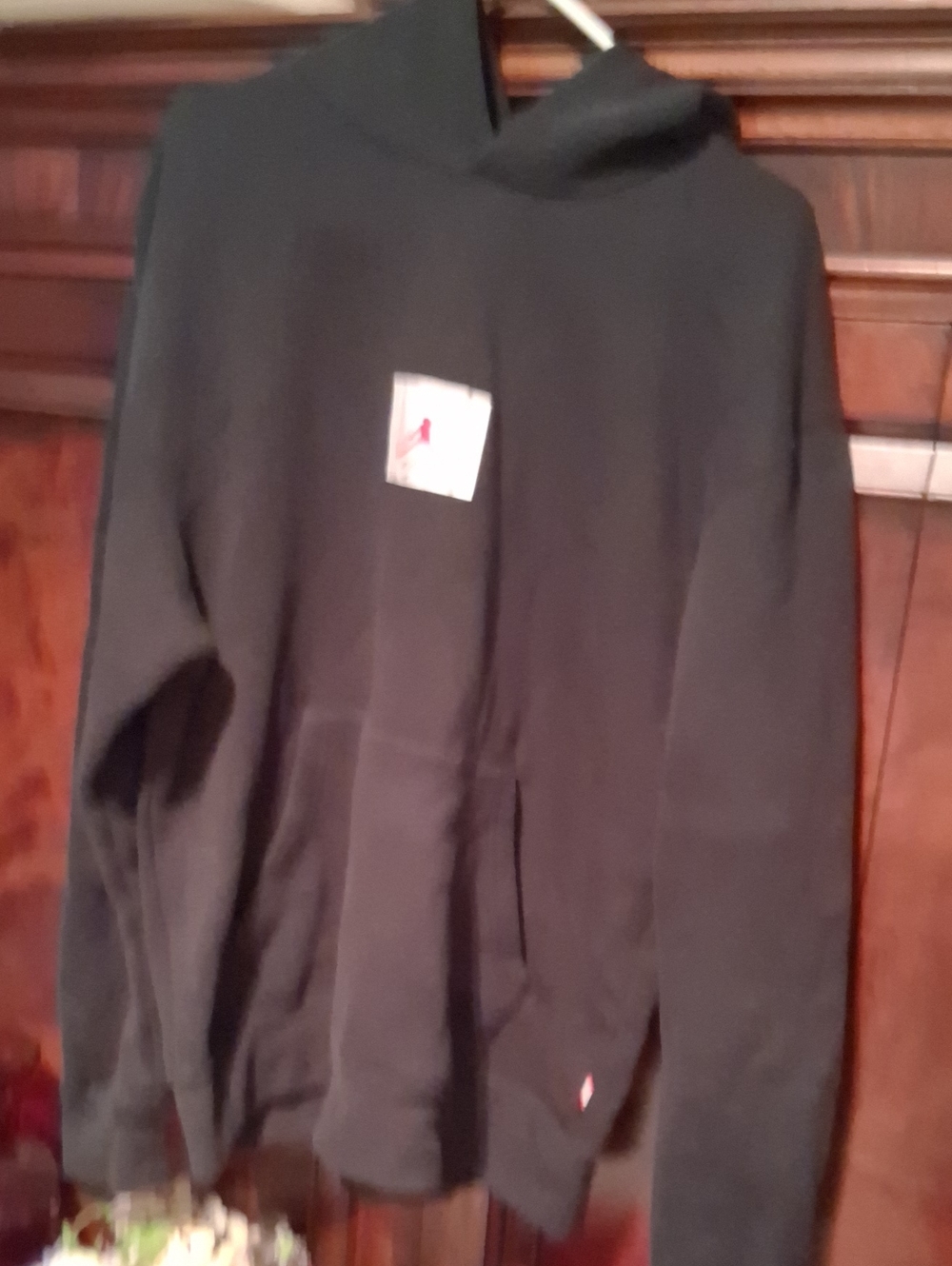 Nike Black Pullover Hoodie with Small Red Swoosh